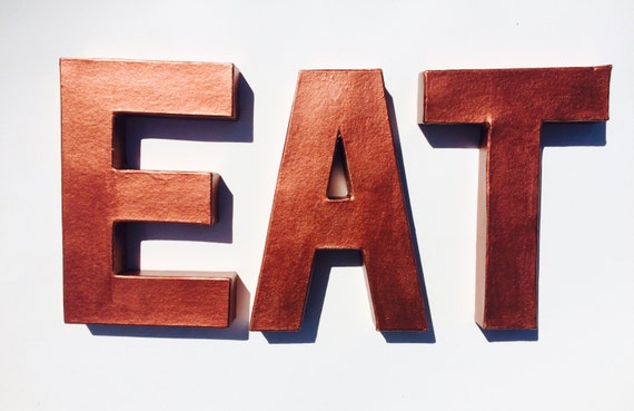 EAT kitchen wall letters copper kitchen decor by pollyPOPdecor