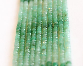 Green Chrysoprase Beads - Full Strand 13.5" - 3mm x 4mm Rondelle Beads - Shaded Green - Faceted Green Beads - Wholesale Gemstone / GB-009