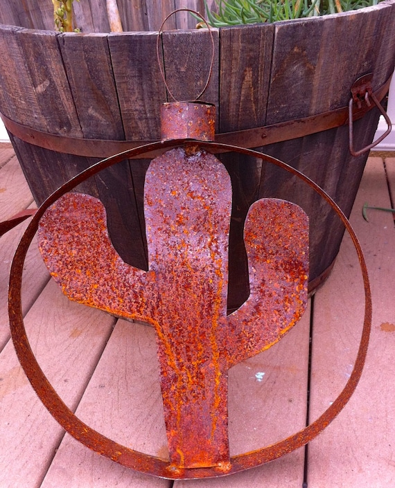 Rustic Steel Cactus Ornament Wall Art Metal Yard by TopangaPatina
