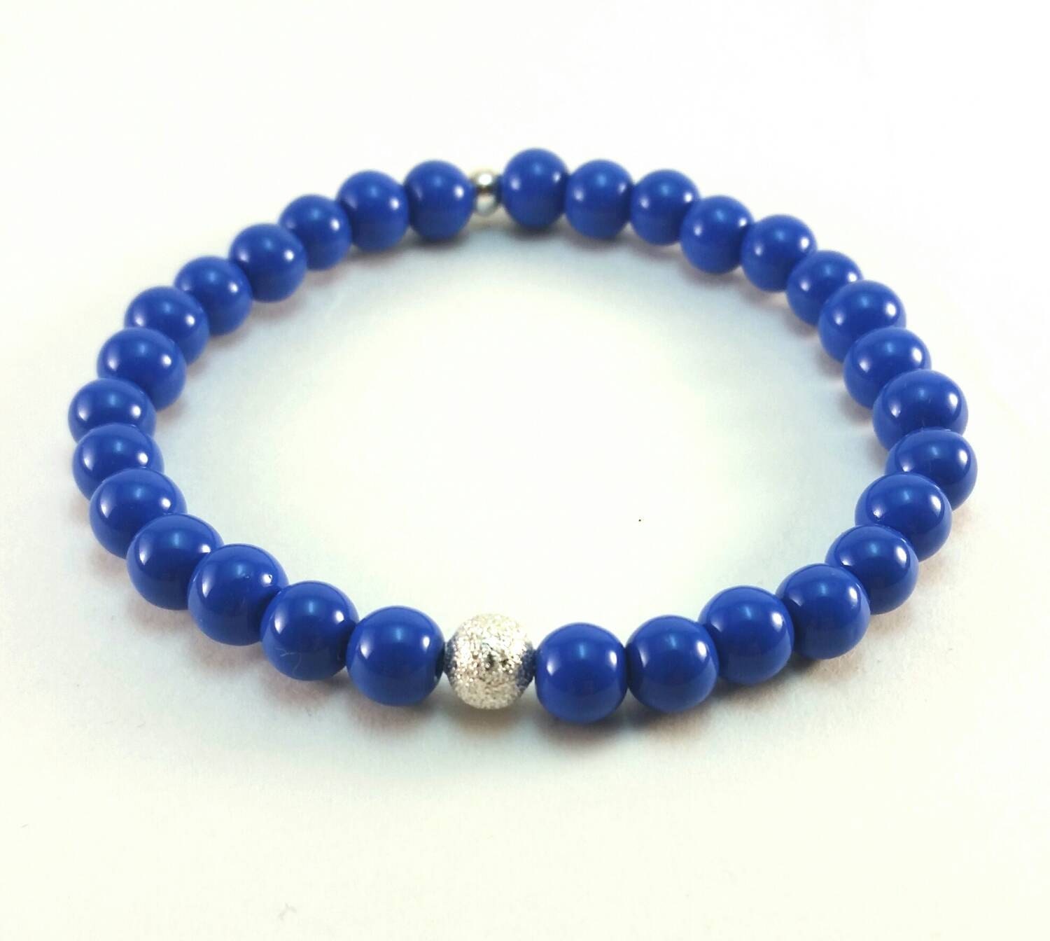 Glass bead bracelet blue bracelet beaded by SacredLotusCreations