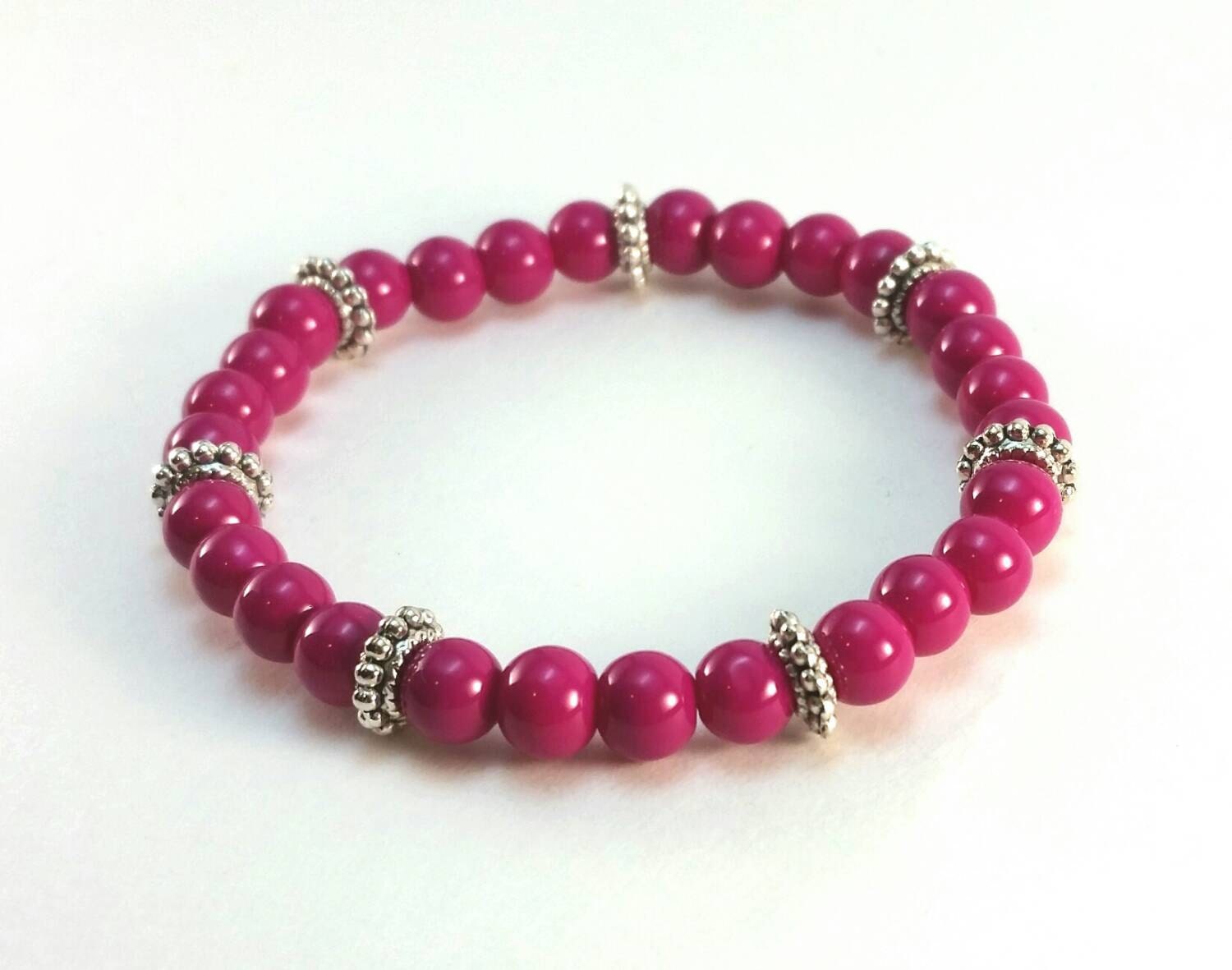 Glass bead bracelet pink bracelet beaded by SacredLotusCreations