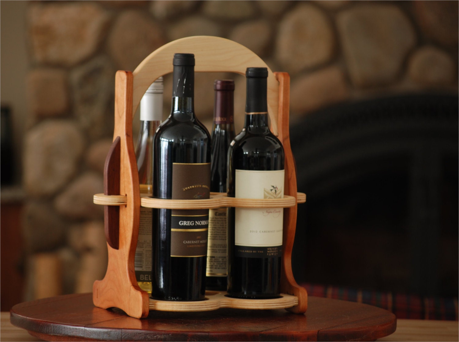 wine bottle carrier with glasses