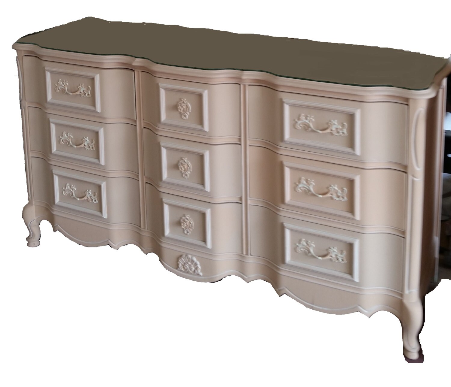 Dusty “Peach” Bassett French Provincial Bedroom Set 6 pieces, Haute Juice