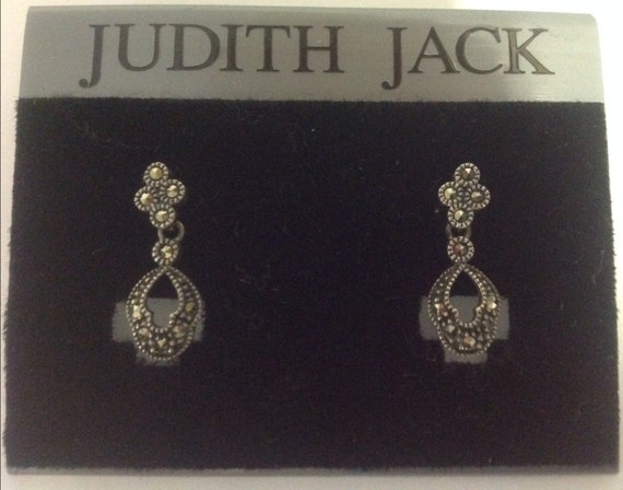 Judith Jack Earings, Sterling Silver Marcasite Tear Drop Earrings