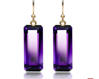 Amethyst Earrings Gold ,Amethyst Drop Earrings,18K Amethyst Earrings,14K Amethyst Earrings,Bridal Earrings,Solid Gold Earrings,Gold Earrings