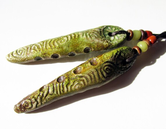 Rustic Primitive Polymer Clay Spike Jewelry Beads