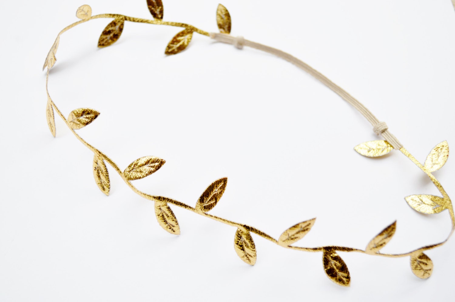 Gold Leaf Halo Headband Boho Headband Gold Leaf Headband