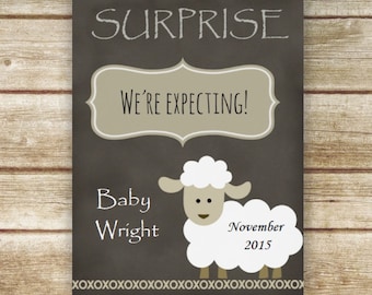 Download Items similar to Chalkboard Baby Announcement - Printed Announcement - Customizable on Etsy