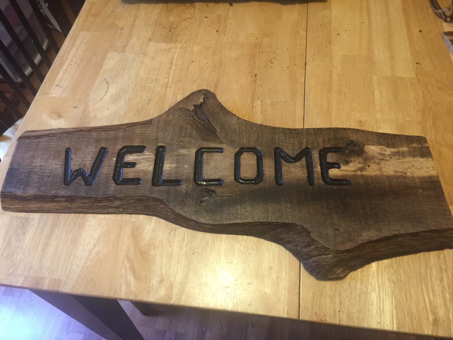 Carved and Painted Sign Slab Wood Sign by goodsfrombigwoods