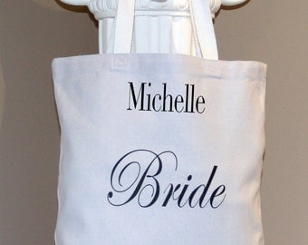 Bag; with Name Heavy tote bag White Heavy canvas, Bridal Shower Gift ...