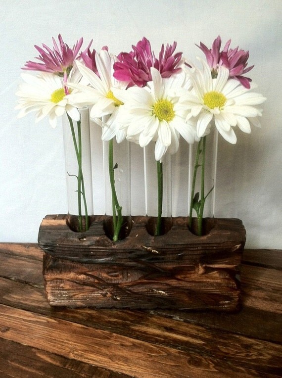 Test Tube Vase Flower Vase Rustic Wood Test Tube by AnSquared