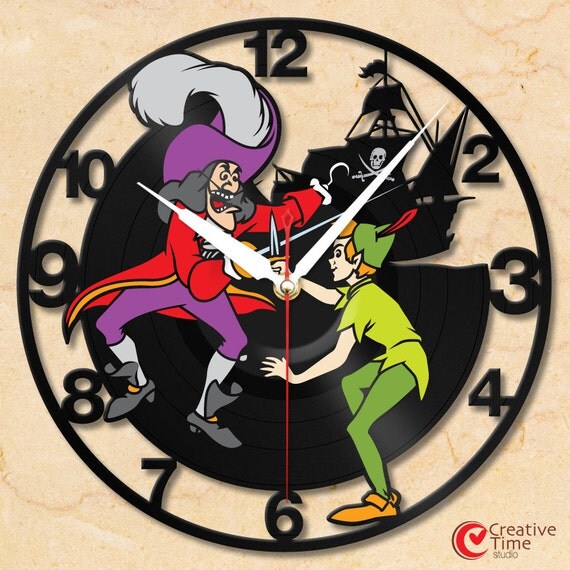 Vinyl wall clock Peter Pan by CreativeTimeStudio on Etsy