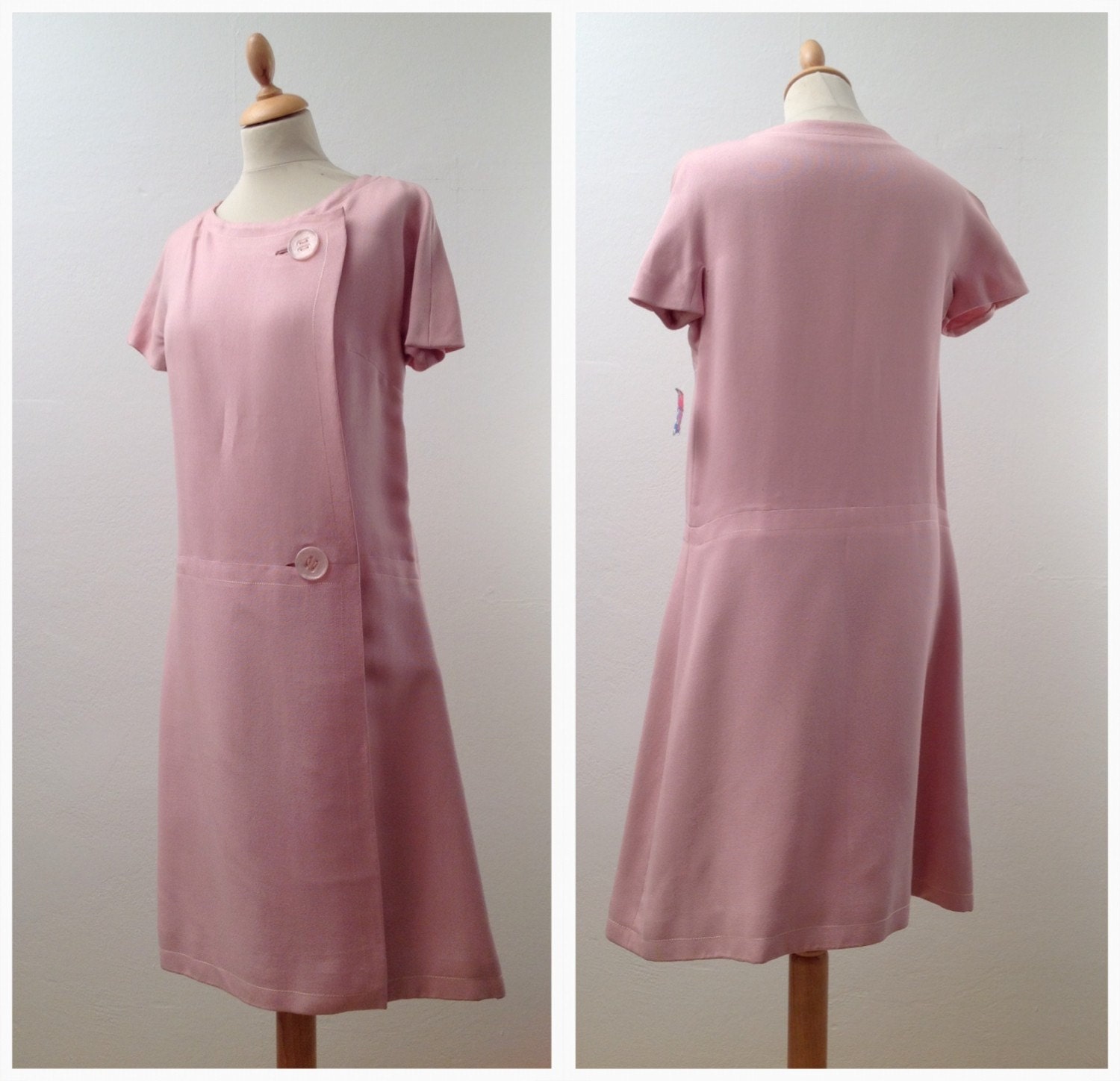 Vintage 60s mod pink cocktail dress size XL