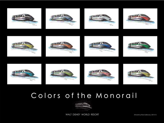 Download Disney Monorail Poster Walt Disney World Resort Colors