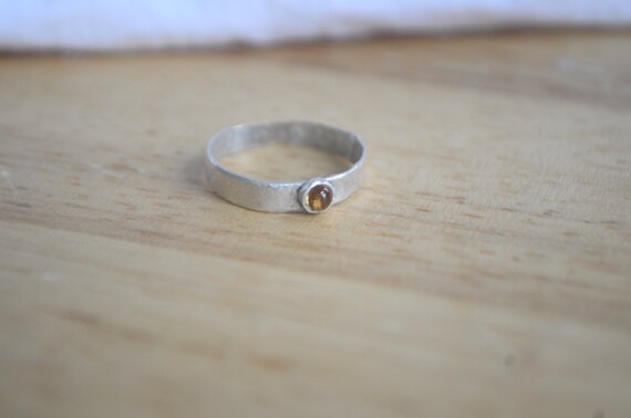 Thin Fine Silver Ring with Citrine