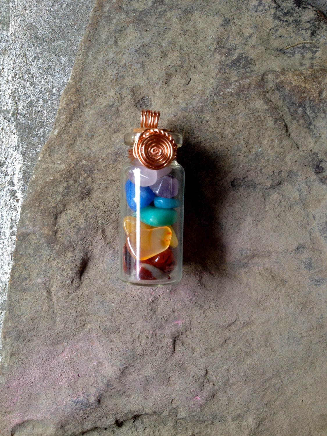 Large Glass Vial Chakra Pendant Healing by Celestialwolfsshop