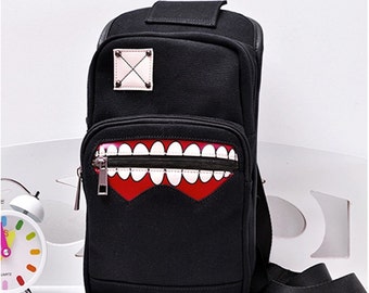 Tokyo Ghoul Mask Canvas Satchel Military Travel Hiking Schoolbag