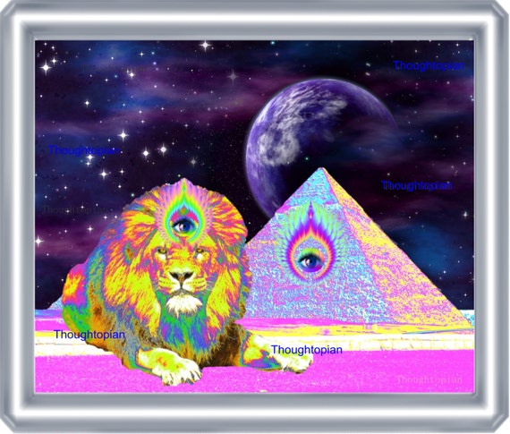 Visionary Lion Pyramid Art Print 8 x 10 Third Eye