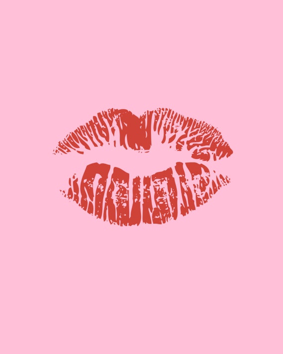 Items similar to Red Lips on Pink Canvas Instant Download 8x10 ...