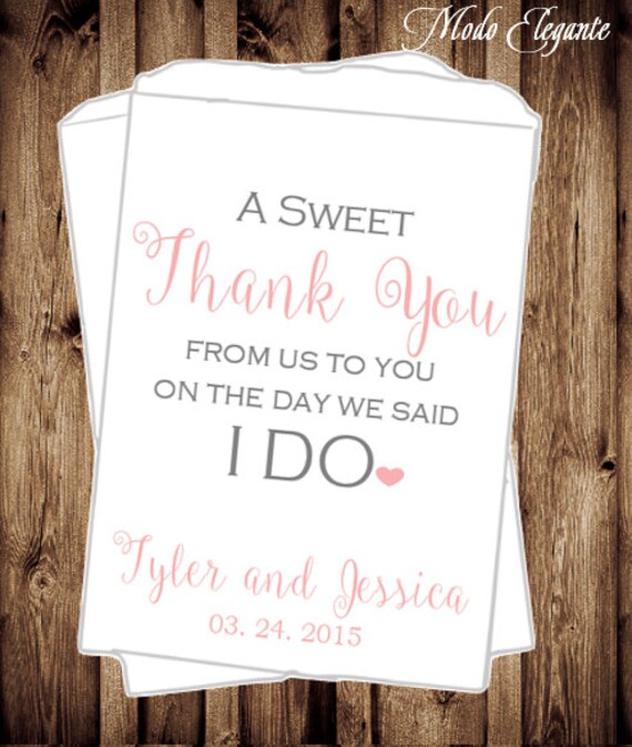 Thank You Custom Wedding Bag - Candy Bags -Personalized Treat Bag ...