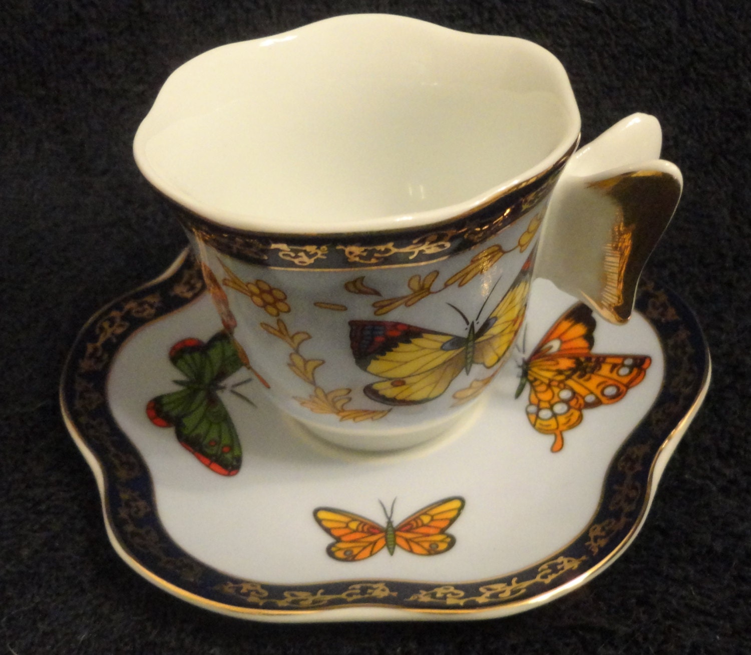 Classic Coffee and Tea Butterfly Demitasse set of 6 cups and