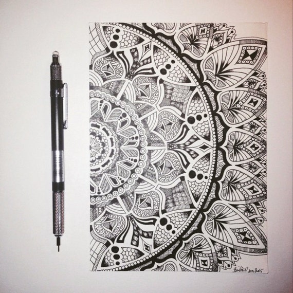 Items similar to Small detailed drawings consisting of mandalas ...