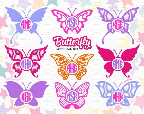 Download Butterfly Circle Monogram Labels SVG EPS DXF Studio3 by ...