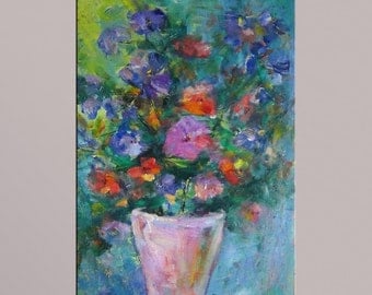 Oil Painting, Spring Flowers, Floral Painting, Abstract Art, Original Oil Painting, Large Flower Painting, Modern Wall Art, Canvas Art