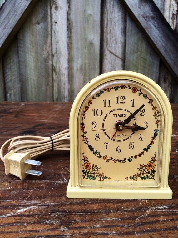 Vintage Timex Alarm Clock Flowers Working