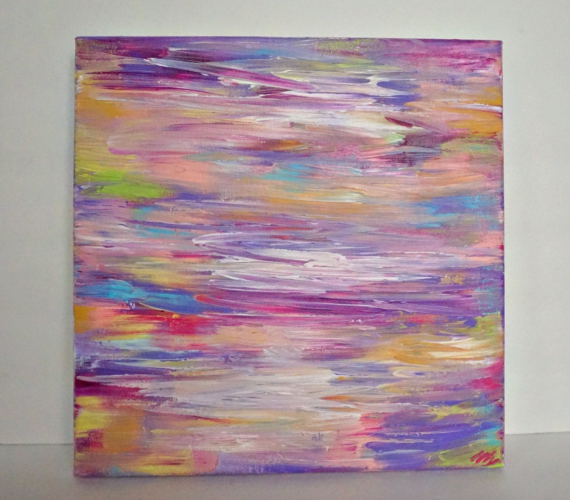 12x12 Abstract Acrylic Canvas Painting by ModArtbyMahlon on Etsy