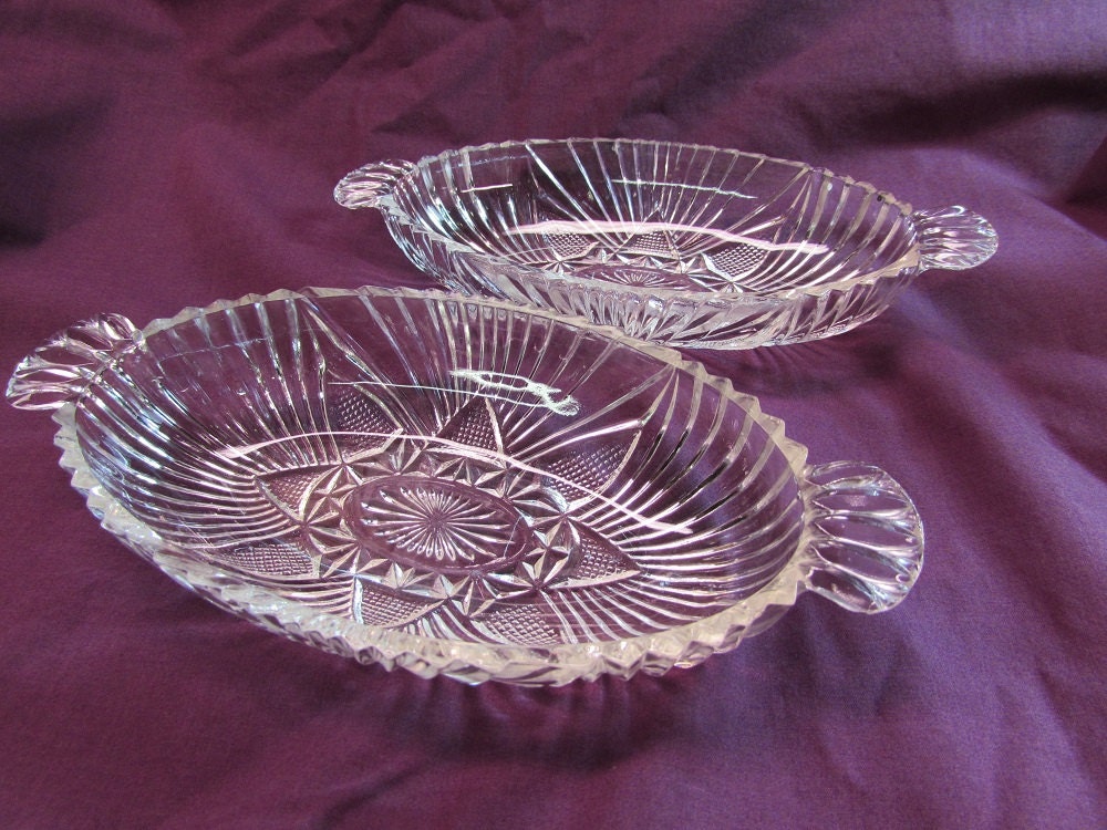 Vintage Anchor Hocking Clear Glass Relish Dishes Set Of 2 Haute Juice