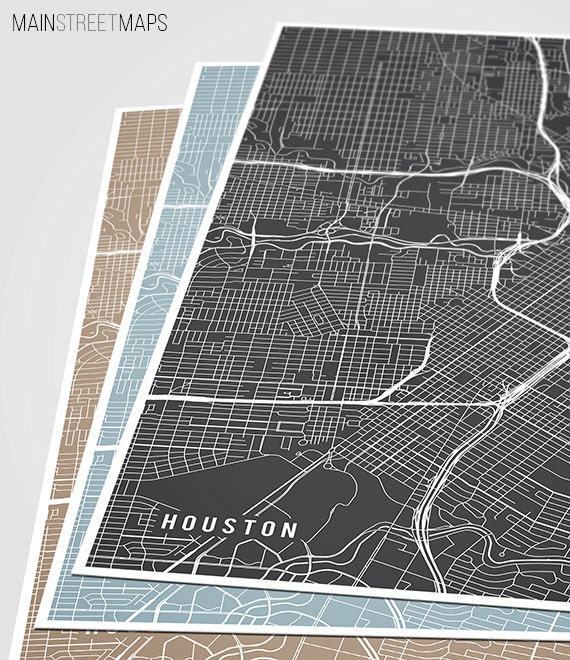 Houston Map Art Print Houston City Map Of By Mainstreetmaps 5944