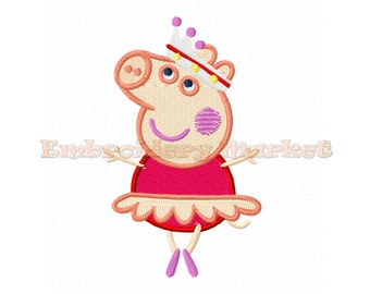 princess peppa pig Embroidery Design in 4 sizes Instant Download
