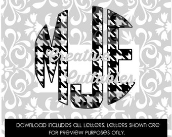 Houndstooth Monogram Circle Letters for Silhouette or other craft cutters (.svg/.dxf/.eps)