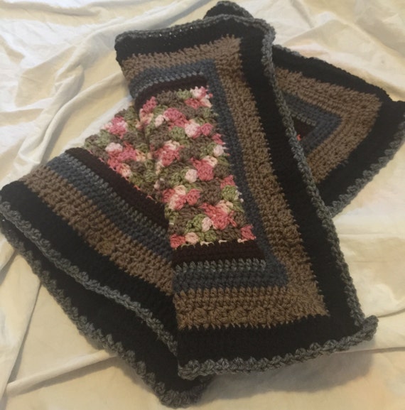 Pink Camo Baby Carrier Blanket/Cover; Crocheted Baby Blanket; Stoller