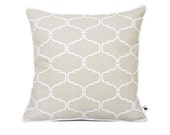 Moroccan quatrefoil pillow cover, Greige pillow, Trellis pillow, Chic geometric cushion, Taupe fabric, Classic decor, High end, 18x18