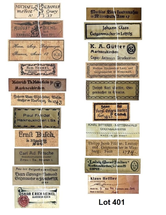 21 Reproduction Old Vintage Violin Maker Labels by EyeCandyLabels
