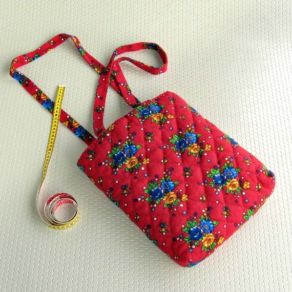 Items similar to Cotton flannel fabric bag, hand quilted bag, handmade ...