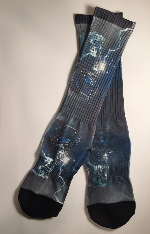 Custom made full graphic Blue Ice socks for kids by Instasocks