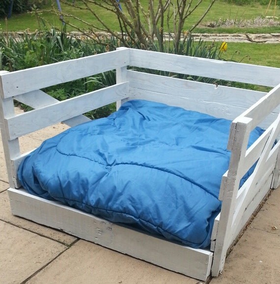 Unique trendy vintage white dog bed made by NorthcourtFarmDesign