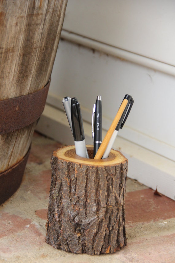 wooden pencil shaped pencil holder