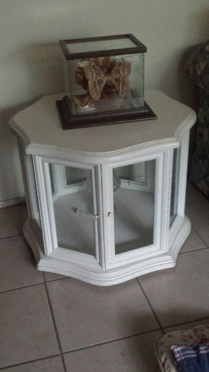 Octagonal End Table With Glass Doors/Windows Haute Juice