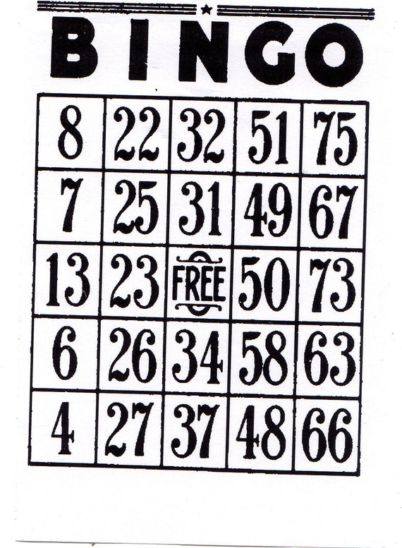 Bingo Card Unmounted Rubber stamp 9.5 cm x 6 cm