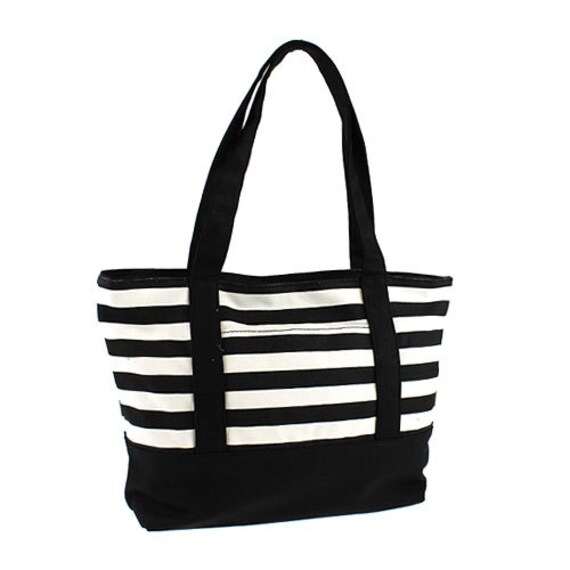 Black and White Striped Tote bag for craft by Truetreasures55