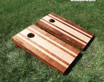 Striped Stained Cornhole Game with Bags