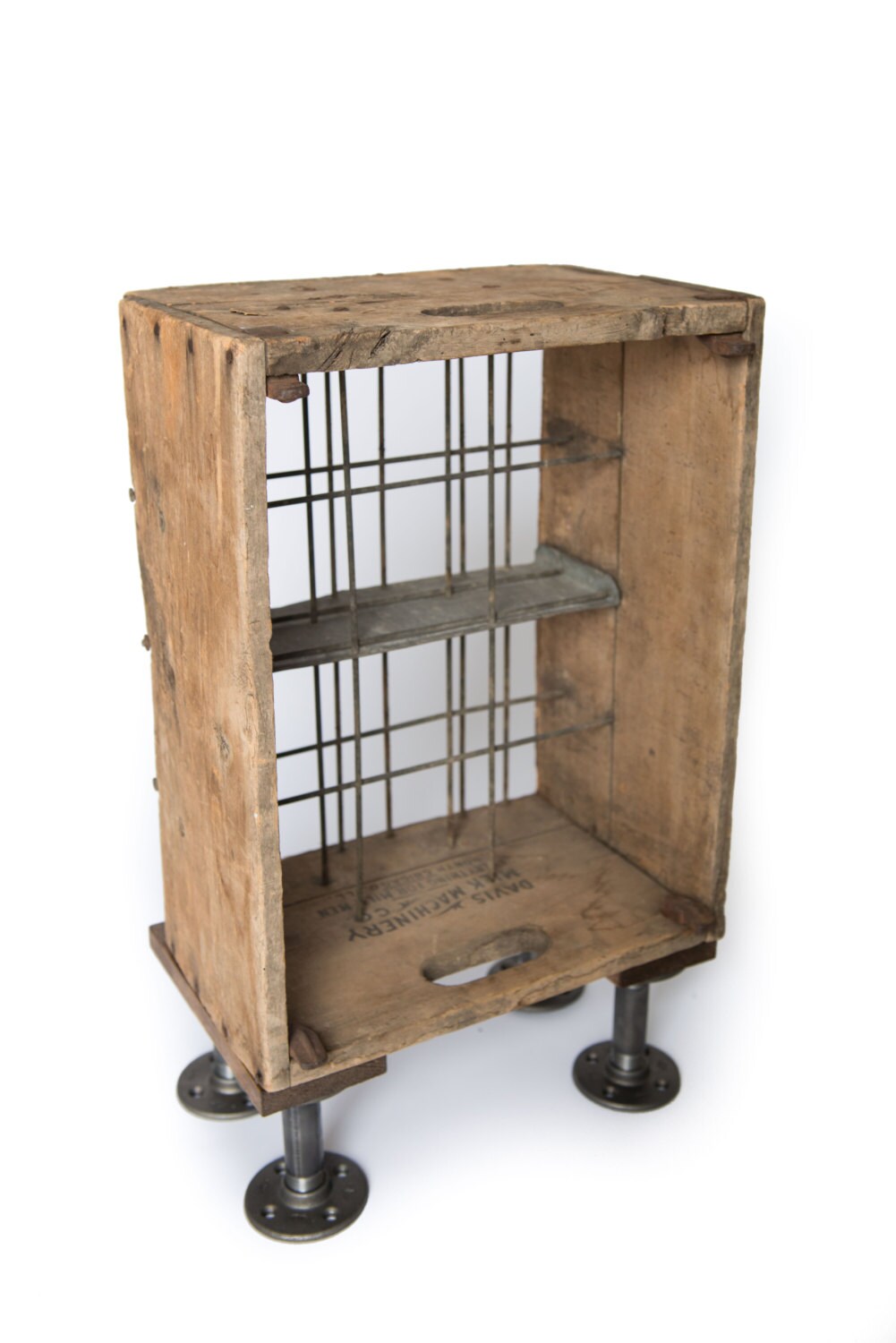 Milk Crate Side Table by BoPipeFurniture on Etsy