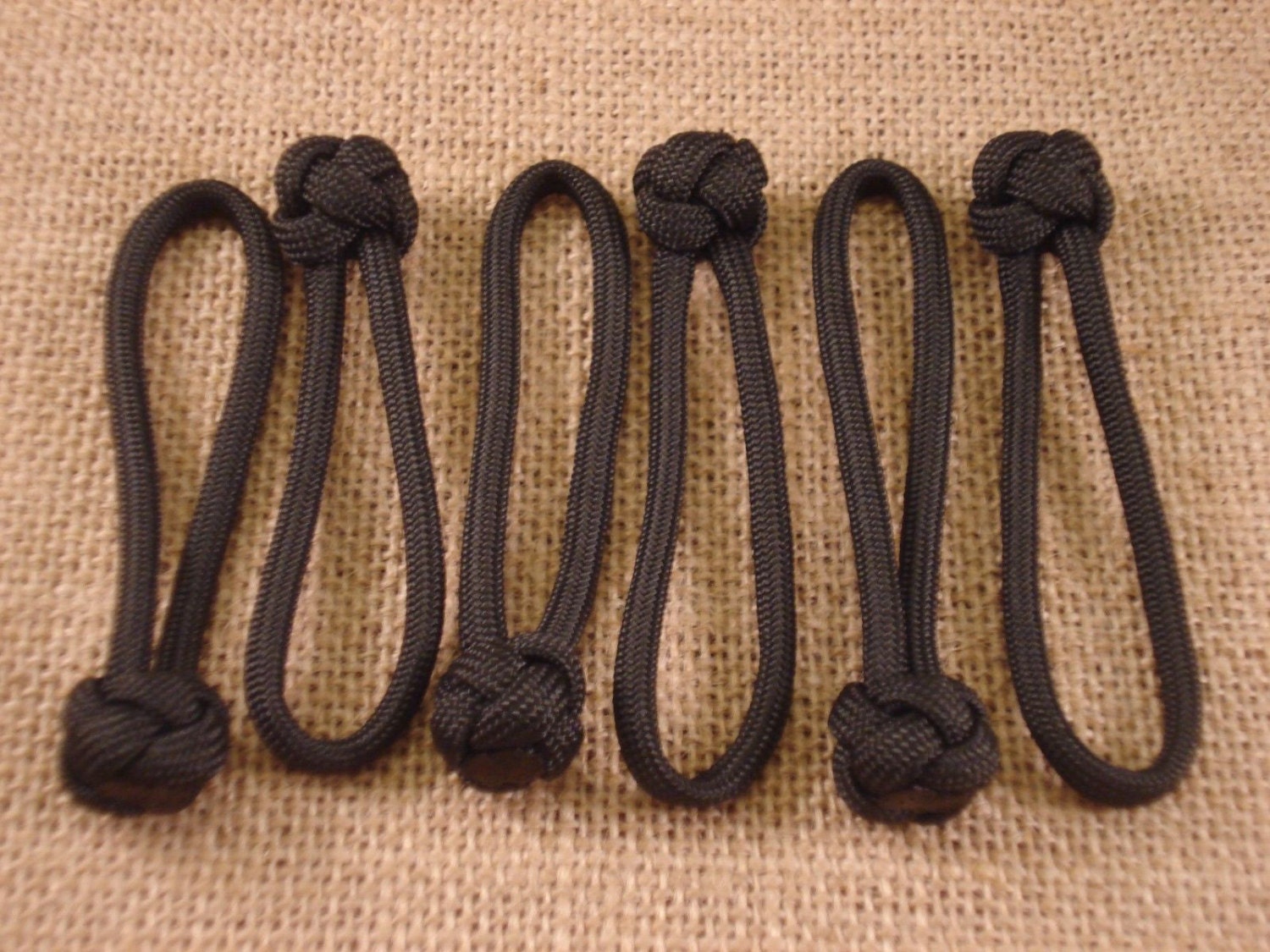 Pack of Six 3 Paracord Zipper Pulls Combined Shipping