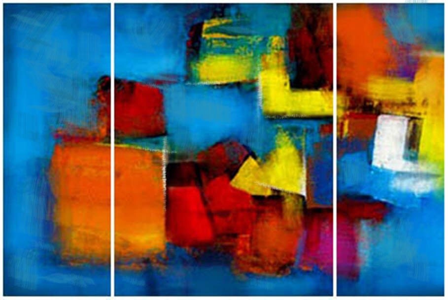 3 panels Large ORIGINAL ABSTRACT Painting on by ChrisHellinArt