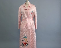 SALE vintage quilted robe . embroidered robe . 1930s / 40s silk robe ...