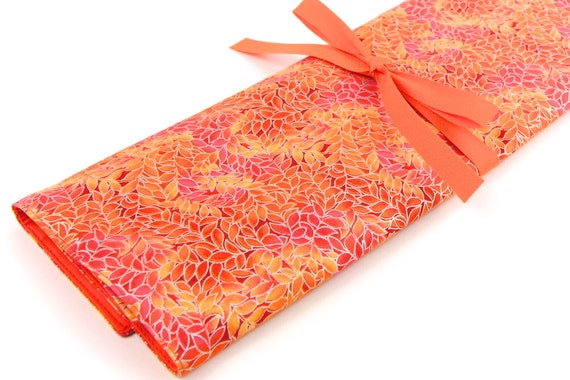 Knitting Needle Case - Mandarin - IN STOCK Large Organizer 30 orange pockets for straights, circulars, dpns and notions